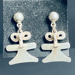 Vintage Stirling Silver Cauca Bird Mayan Aztec Pre Columbian Dangling Earrings